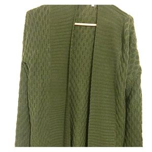 Green long knit cardigan