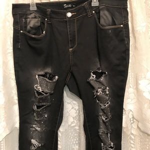 Ladies in style Ripped jeans with bling sz 18