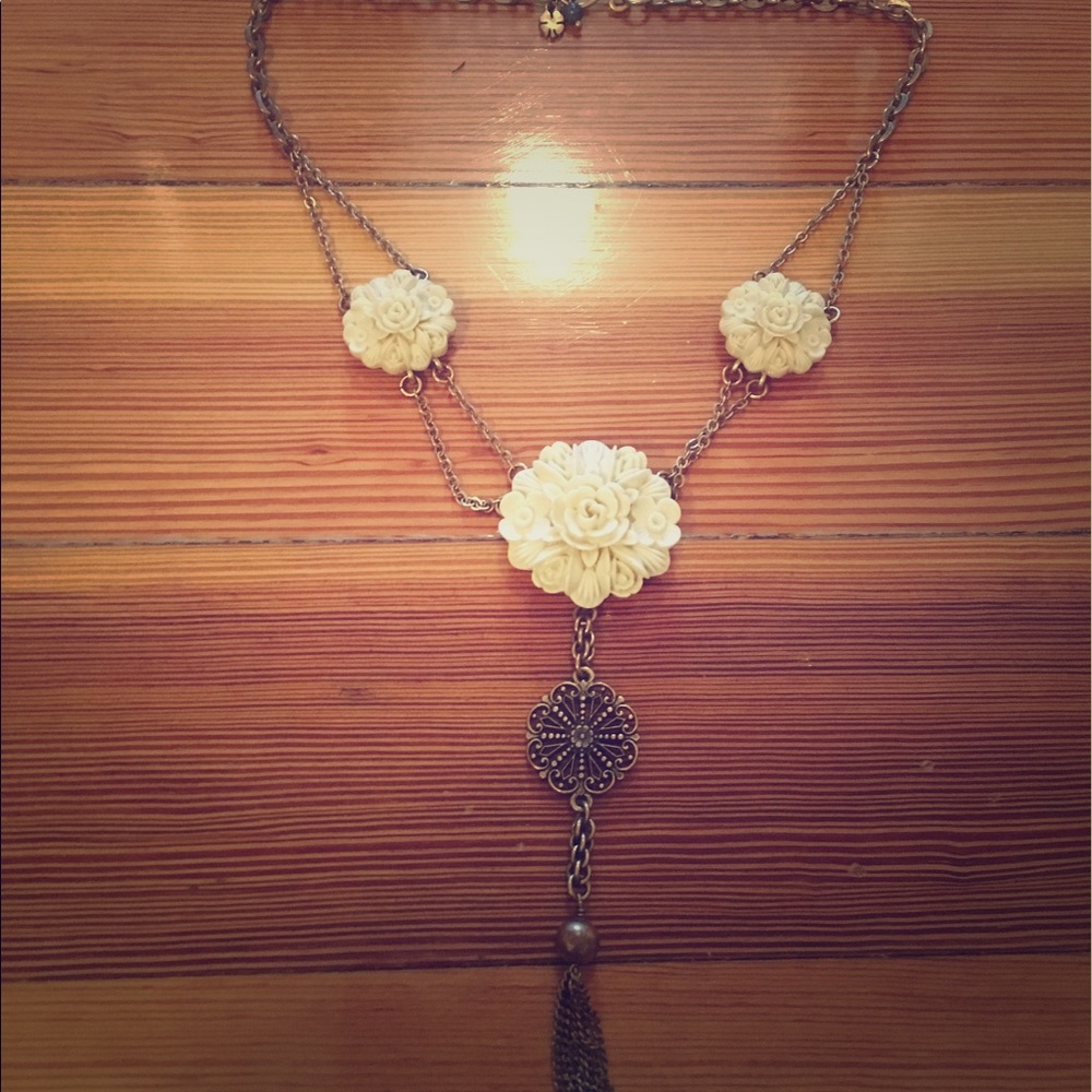 Floral enamel necklace