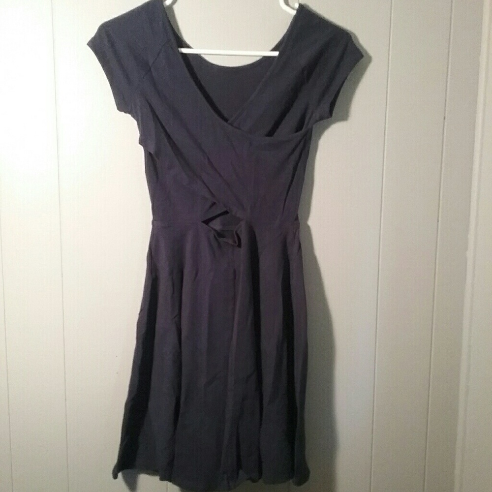 Navy blue cross back fit and flare dress