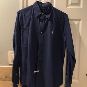 Blue button up polo