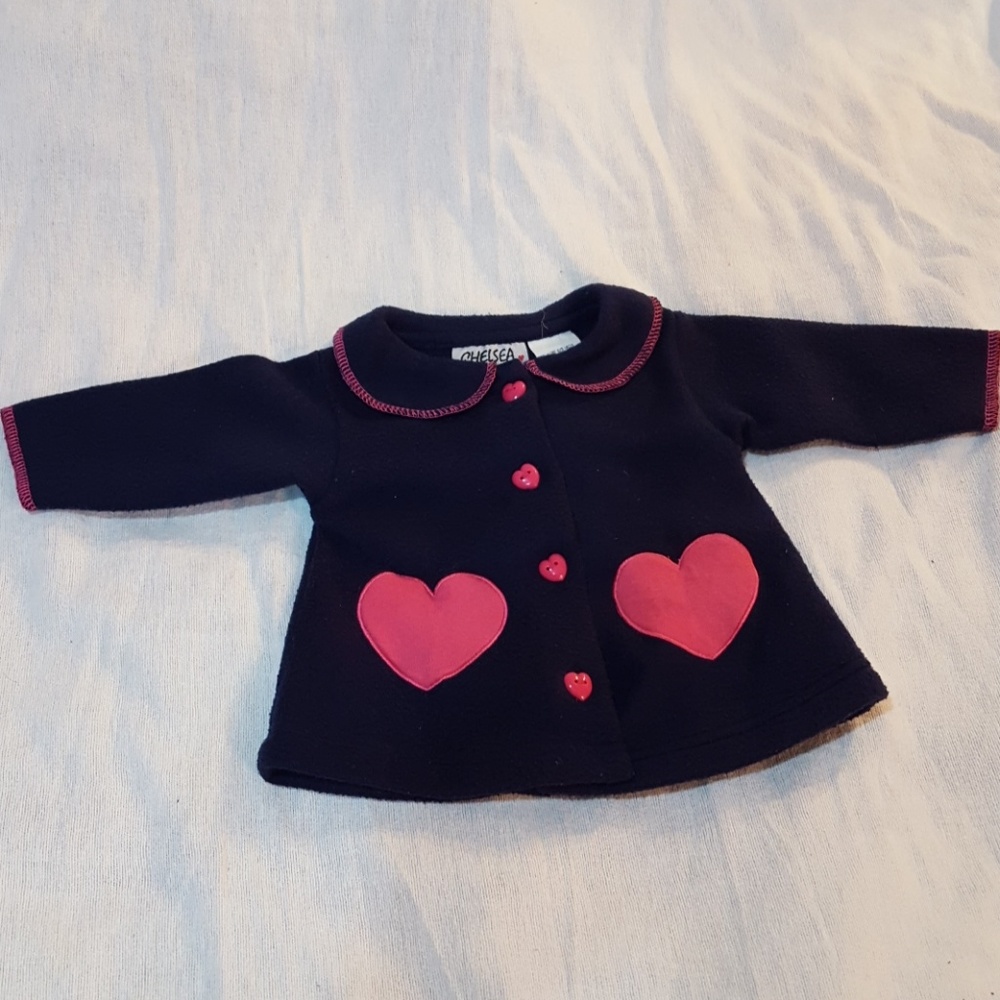 Navy Blue and pink soft coat 6-9 months