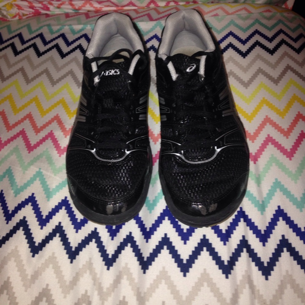 Black & Silver "ASICS" volleyball shoes