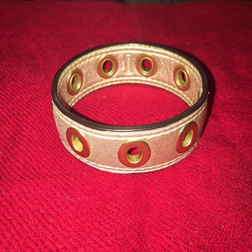 Coach Gold Leather Grommet Bracelet