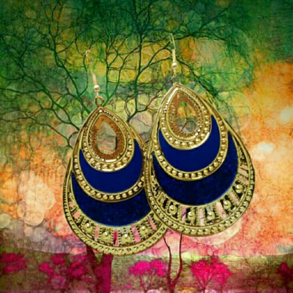 Boho Style Highly Enameled Earrings.Boho Style - Picture 2 of 5