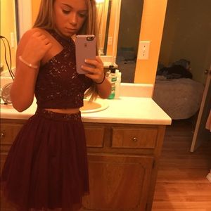 Two piece Maroon Formal / Homecoming dress