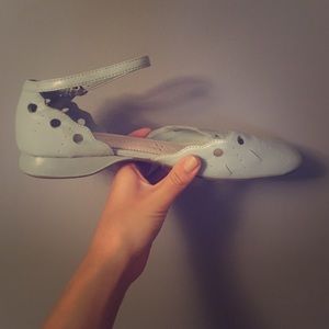 Mint Blue Ankle Strap Flats