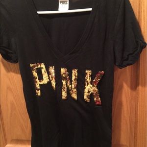 PINK sequin v-neck