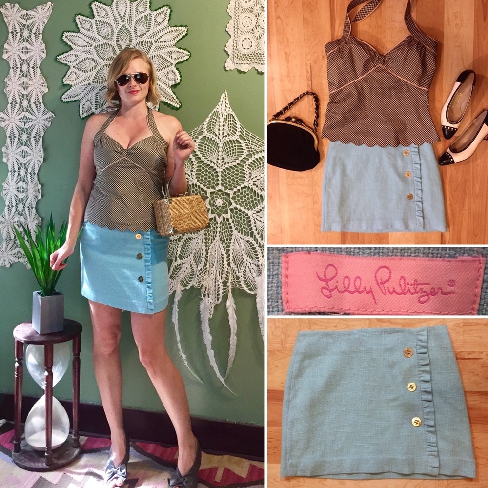 Lilly Pulitzer Baby Blue Tweed Skirt