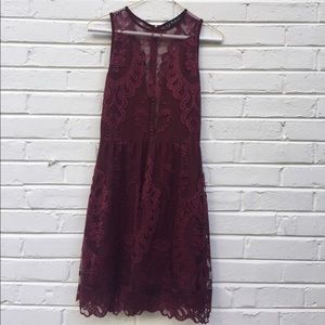 For Love & Lemons Wine Lace Dress