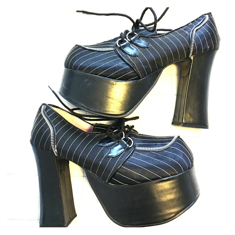 Demonia goth pinstripe Platform heels