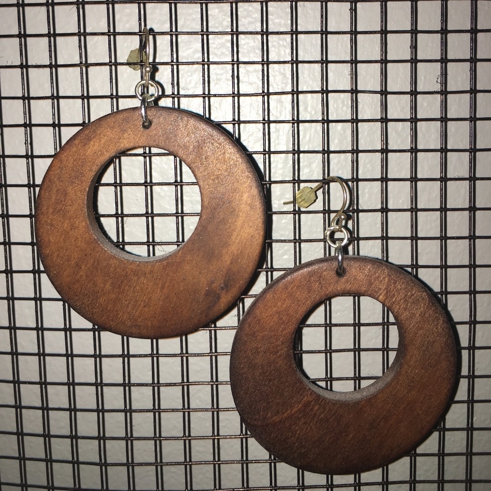 Wood hoop earrings