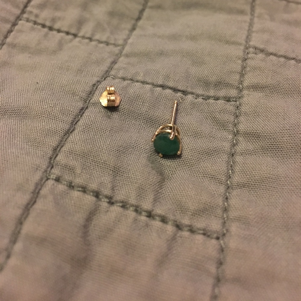 R. H. Macy & Co. Emerald Gold Stud Earrings View 3