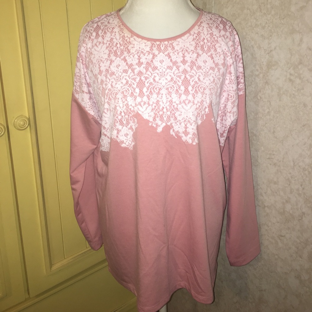 🎀mauve thin lace print sweatshirt🎀