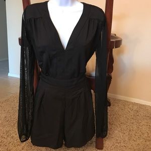 Black sheer sleeve romper