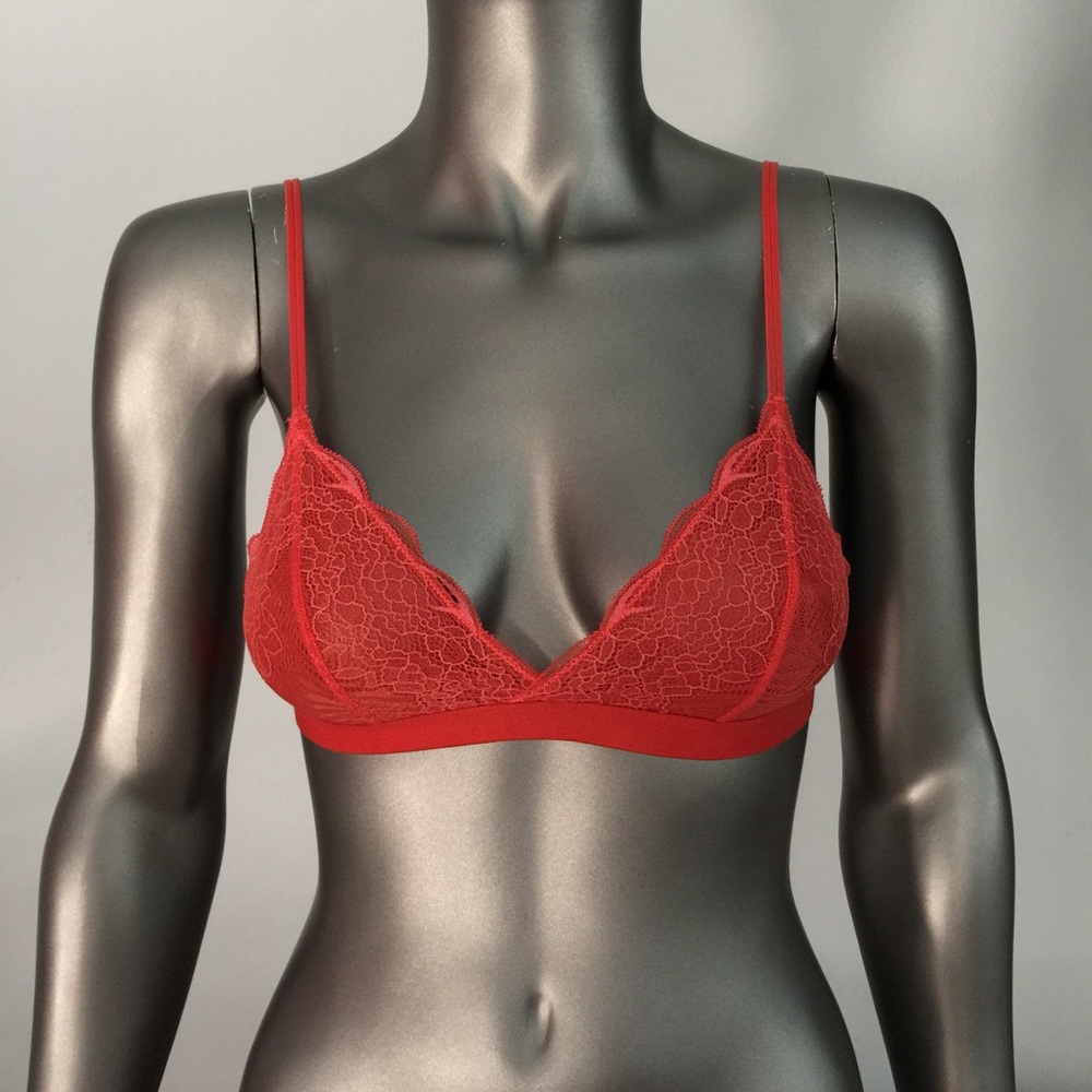 FREE PEOPLE Lace Triangle Bralette in Orange MED