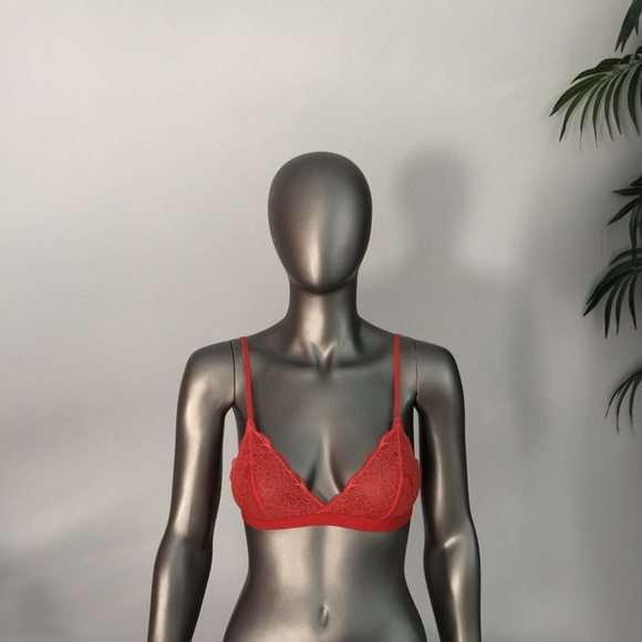 FREE PEOPLE Lace Triangle Bralette in Orange MED - Picture 2 of 6