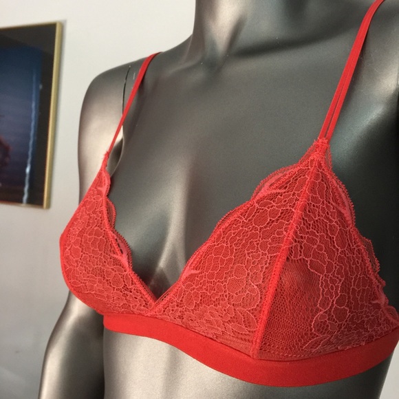 FREE PEOPLE Lace Triangle Bralette in Orange MED - Picture 3 of 6