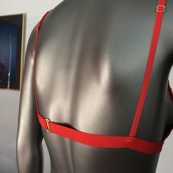 FREE PEOPLE Lace Triangle Bralette in Orange MED - Picture 5 of 6