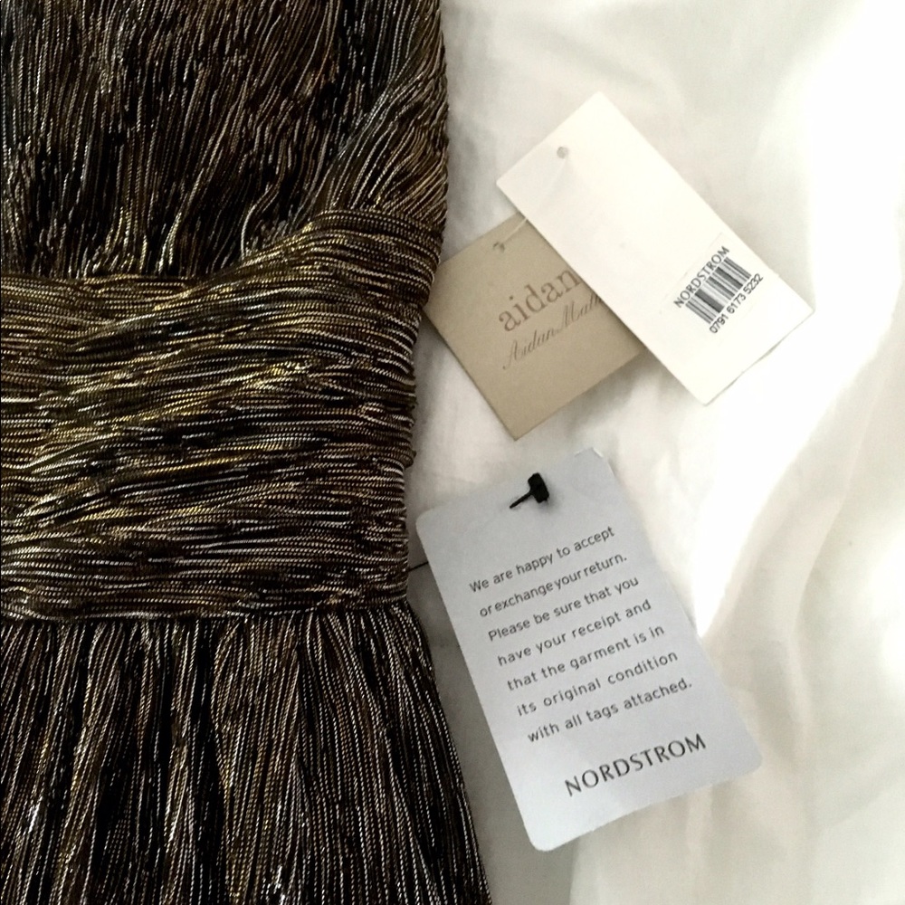 🎉HP!🎉NWT Aidan Mattox Metallic Bronze Dress Prom - Picture 5 of 6