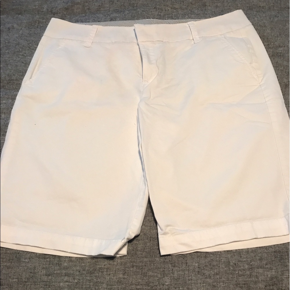 White longer length shorts