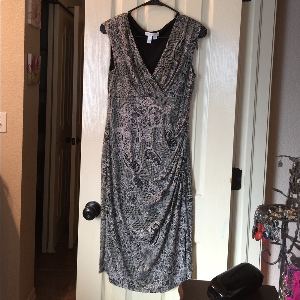 London Times Lace Print Dress