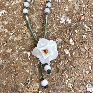 Jade Carved Flower Necklace