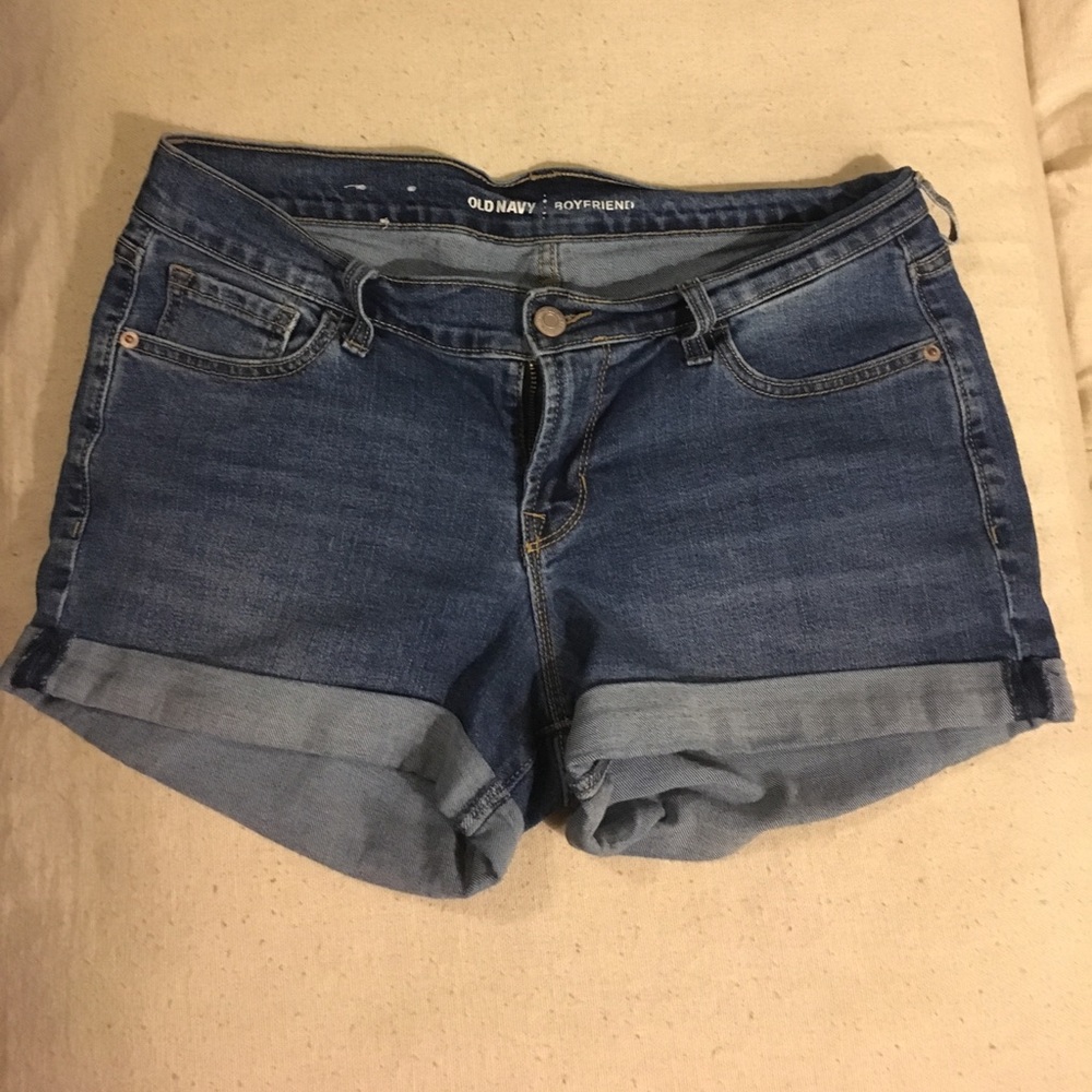 Well loved denim shorts.