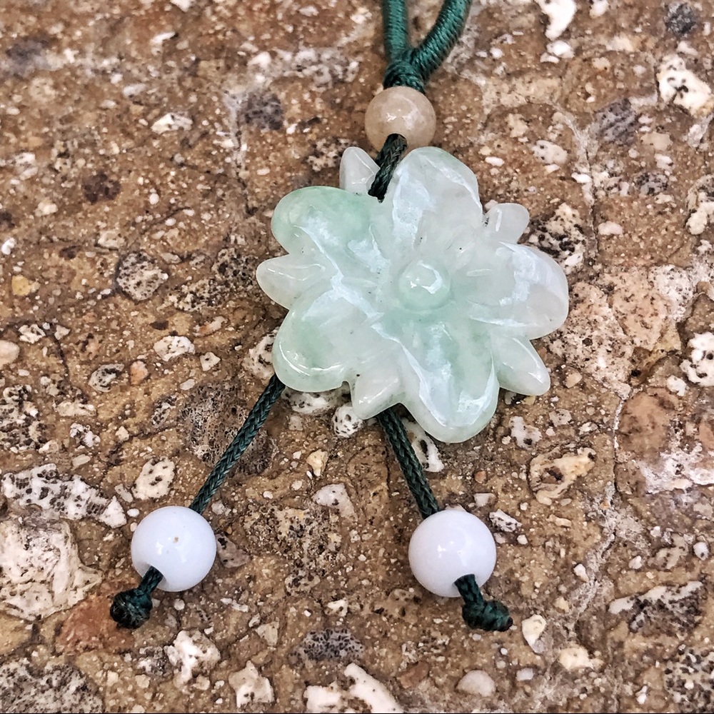 Jade Carved Flower Necklace