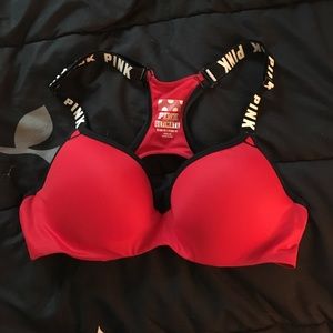 Push up sports bra bright red never worn