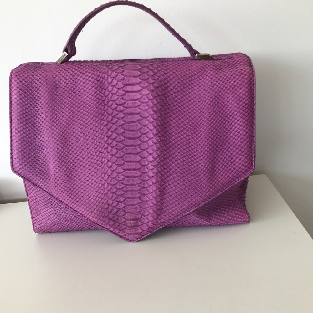 Purple leather embossed Emily Cho bag