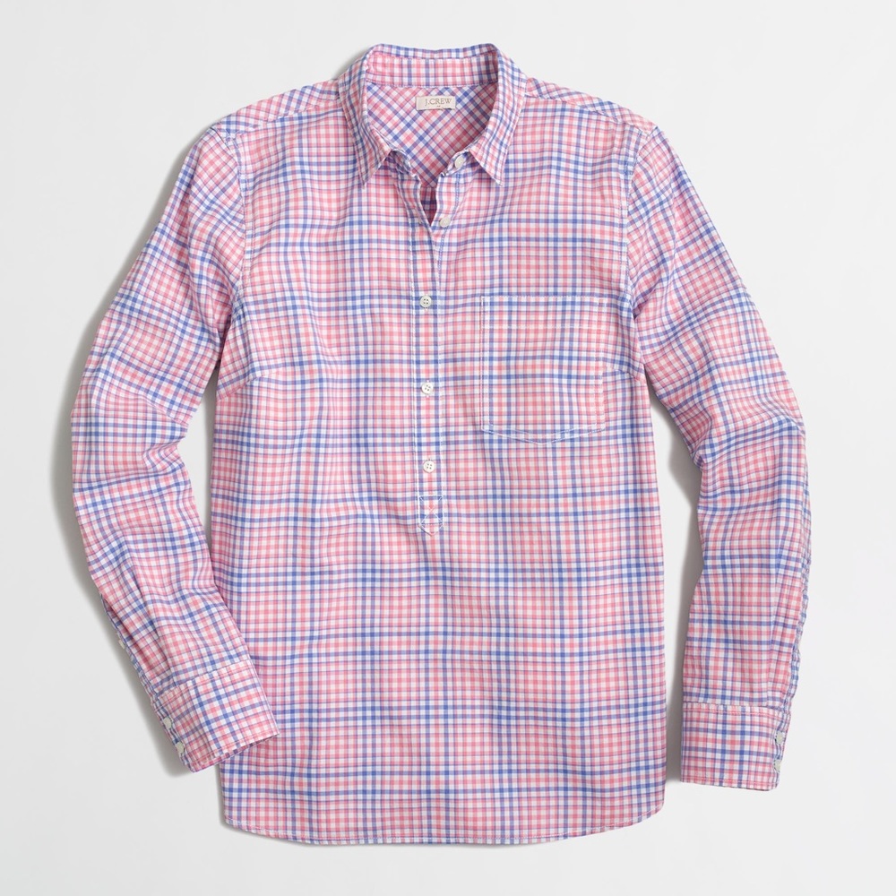 J. Crew Plaid Popover Shirt