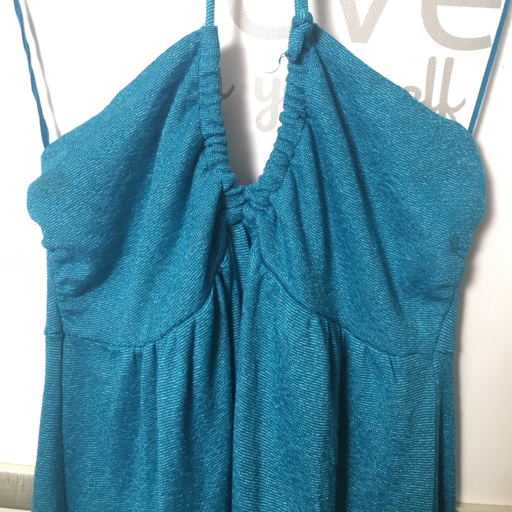 Michael Stars shiny turquoise/ blue halter