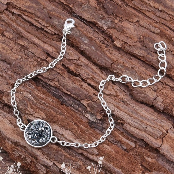 Violet507 Jewelry - Silver Plated Druzy Charm Bracelet