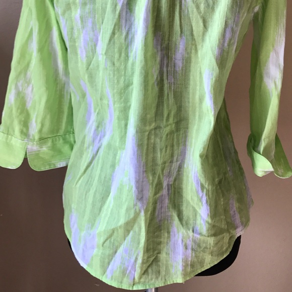 Chico's Button Front Cotton Blouse Sz 0 XS - Picture 4 of 6