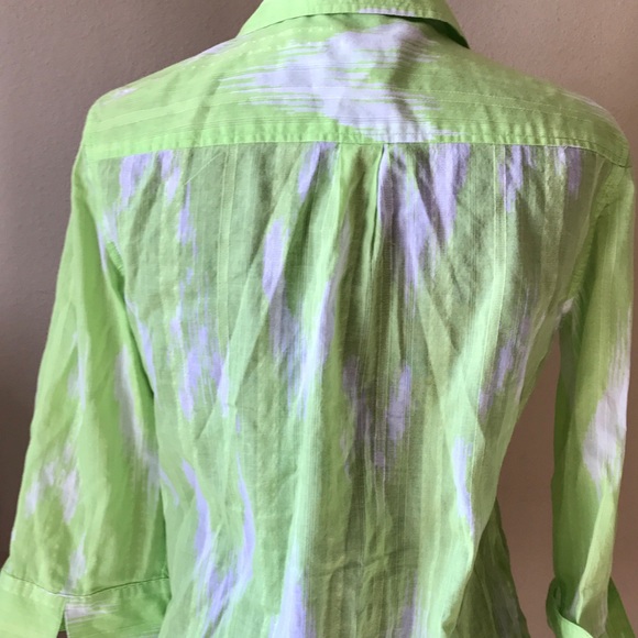 Chico's Button Front Cotton Blouse Sz 0 XS - Picture 5 of 6