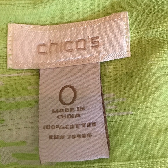 Chico's Button Front Cotton Blouse Sz 0 XS - Picture 6 of 6