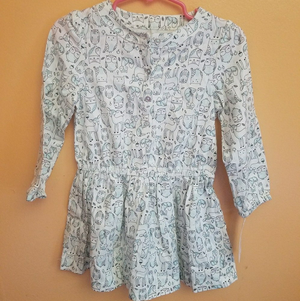 🖤 Mint Green and White Forest Animals Dress