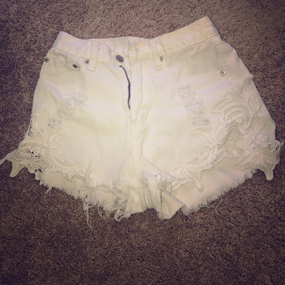 High Waisted Distressed Shorts