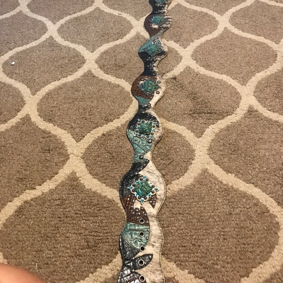Custom cowhide western turquoise belt main image 6