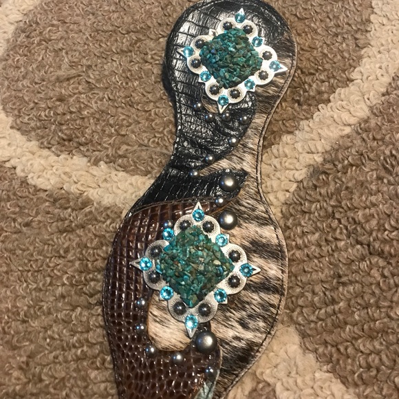 Custom cowhide western turquoise belt main image 5