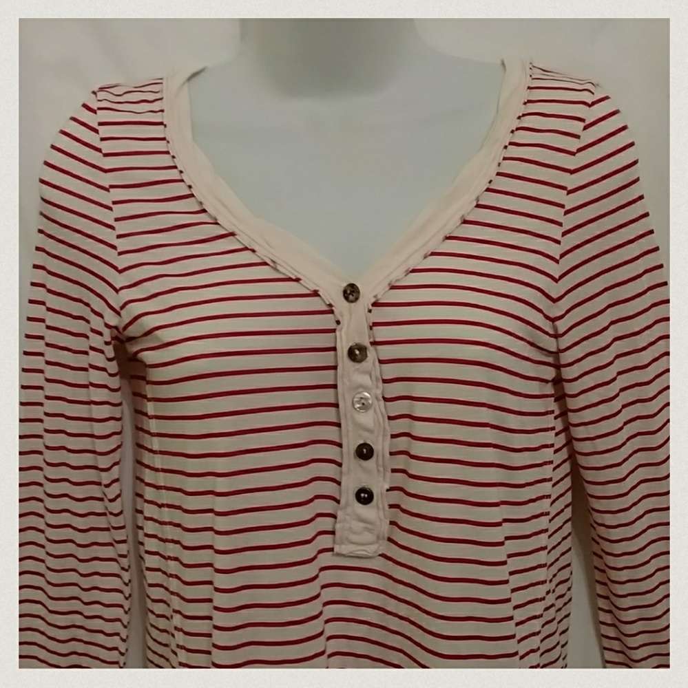 Anthro T.la Red & White Striped Top - Picture 3 of 8