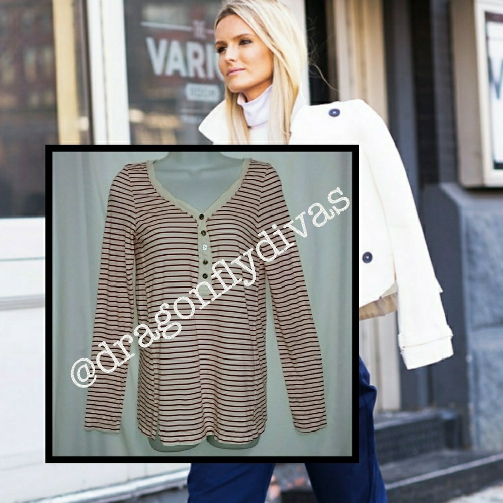 Anthro T.la Red & White Striped Top - Picture 1 of 8