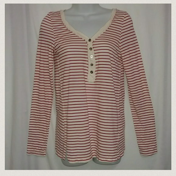 Anthro T.la Red & White Striped Top - Picture 2 of 8