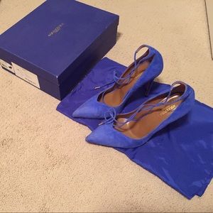 Aquazzura Mondrian blue suede pumps