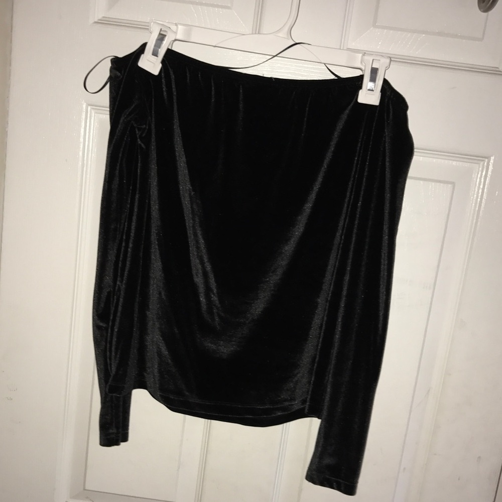 Off the shoulder black velvet top