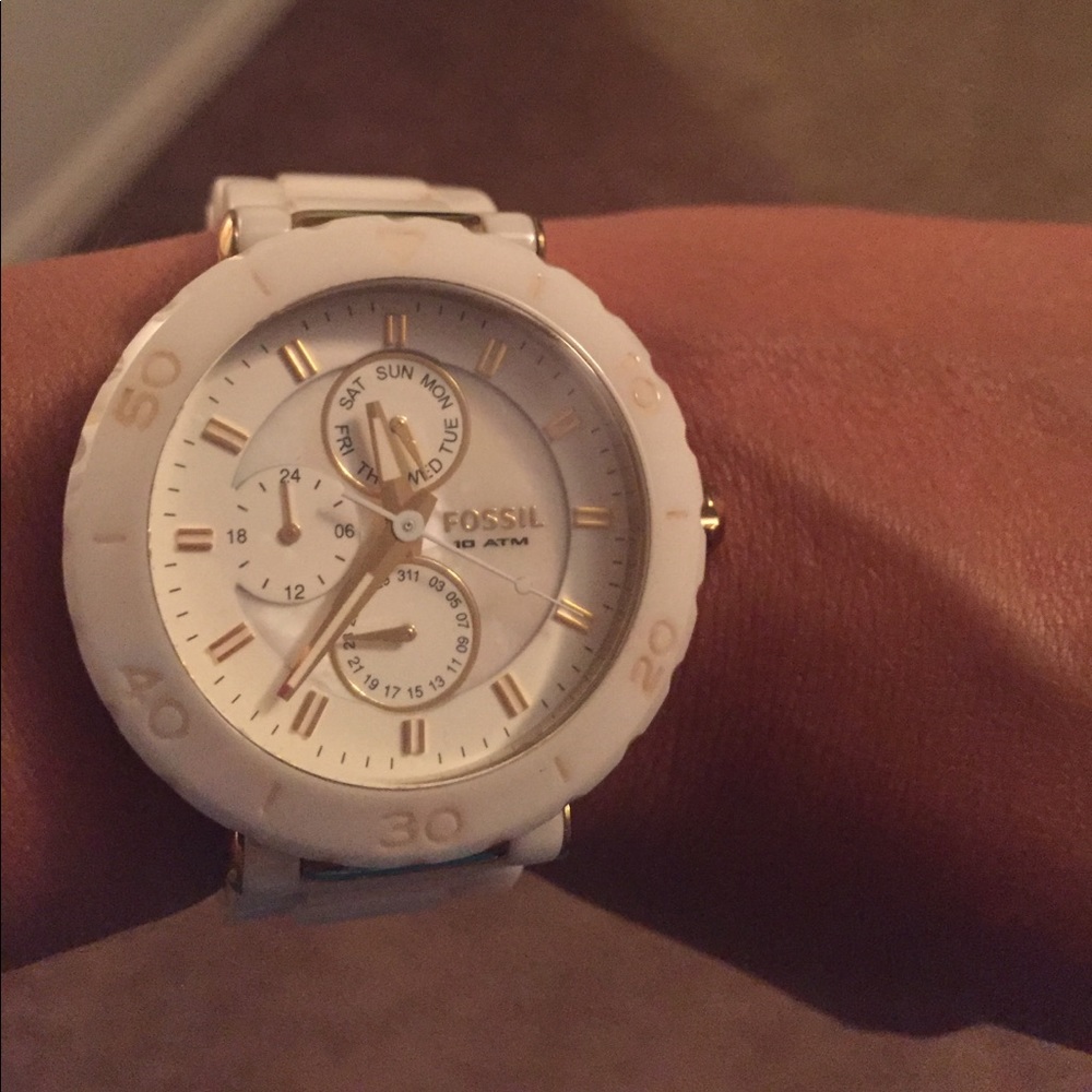 White fossil watch