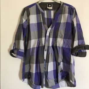 G- Star Raw Plaid Swing Top with Tucks, Medium