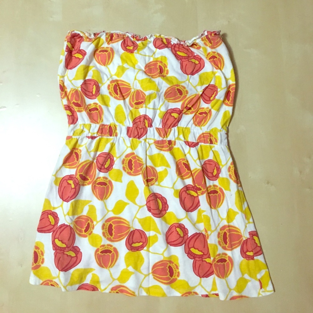 Fossil Orange and Yellow Strapless Top