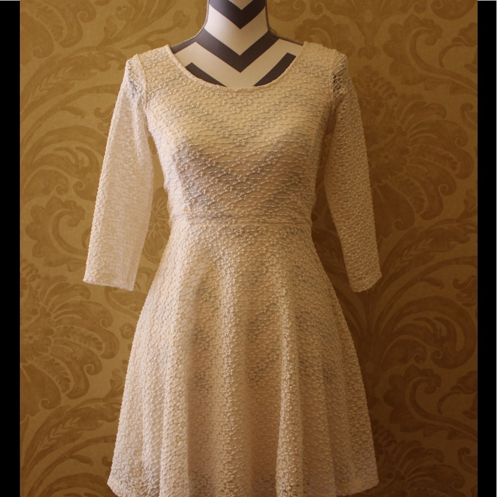 Lush white lace skater dress XS